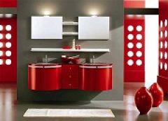 Как оформить ванную комнату в красном цвете?