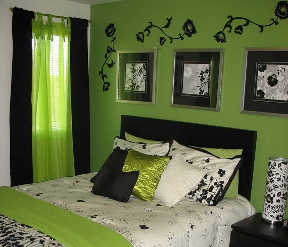 нежный зеленый цвет в женской спальне
