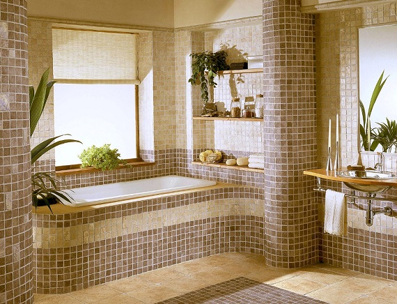 Ванная комната с мозаичными вставками 