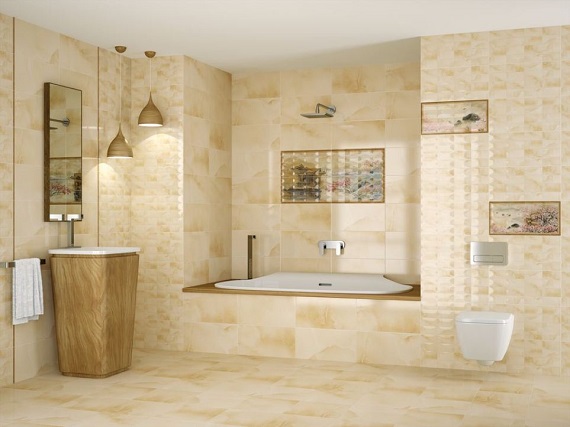 Прямоугольная мозаика в ванной