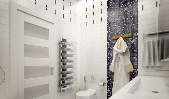 фото  мозаичные вставки в дизайне ванной 